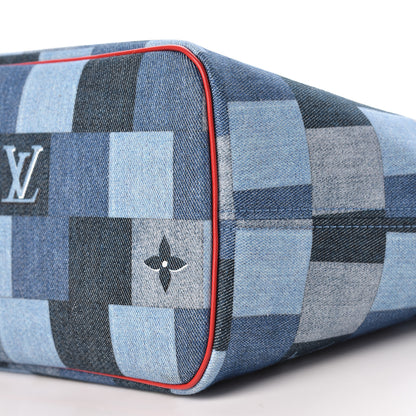 Louis Vuitton Denim Damier Monogram Patchwork Neverfull Blue Rouge 10 of 11