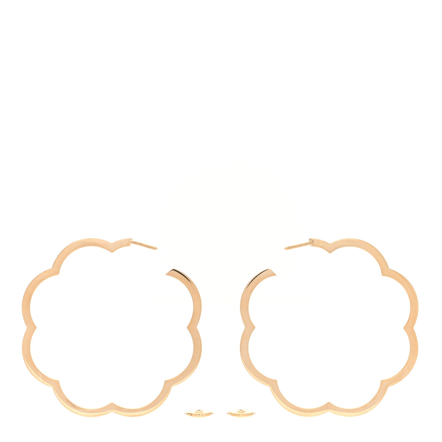 18K Yellow Gold Large Profil de Camelia Hoop Earrings