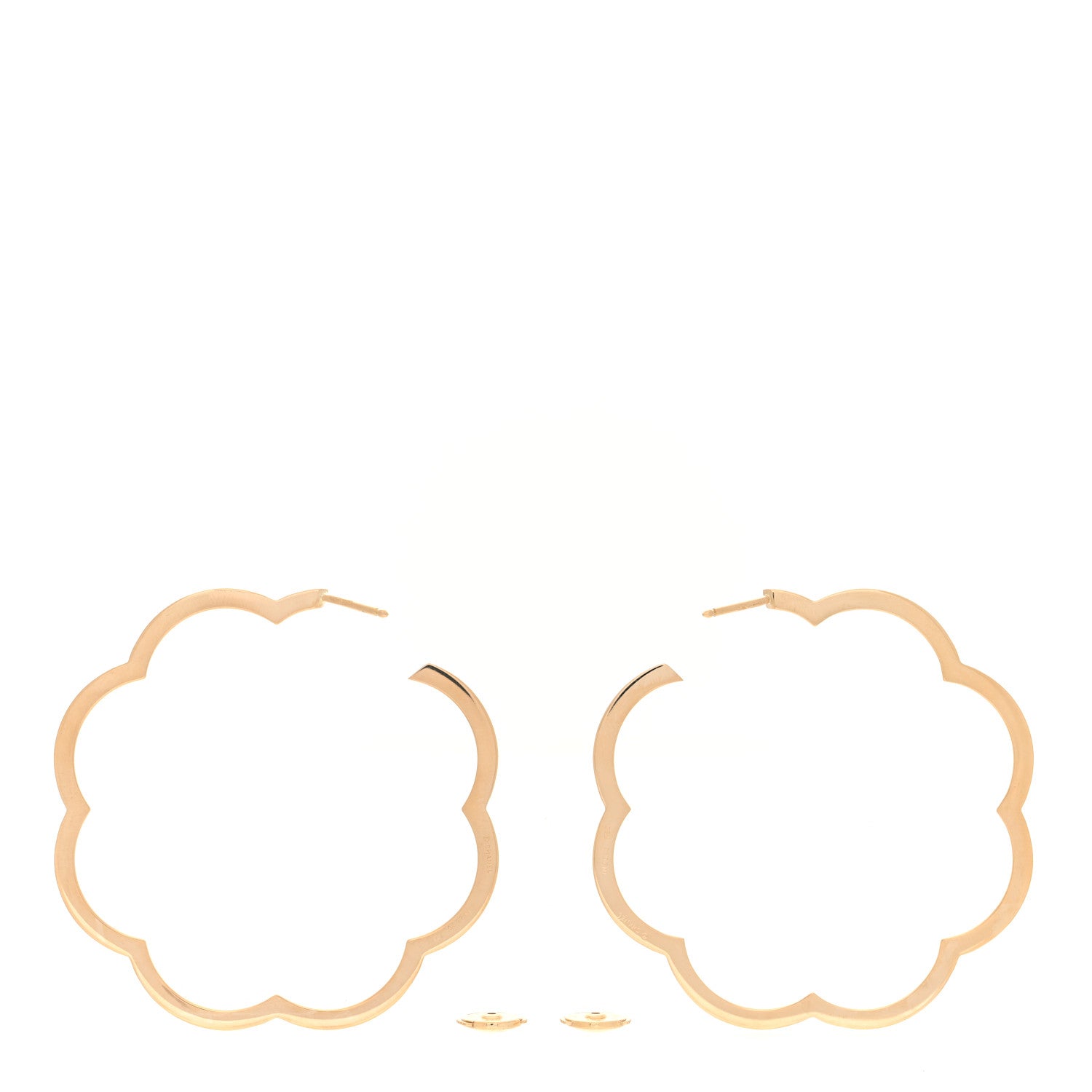 Chanel 18K Yellow Gold Large Profil de Camelia Hoop Earrings 3 of 4