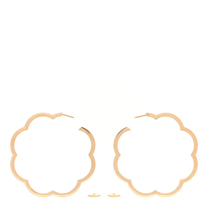 Chanel 18K Yellow Gold Large Profil de Camelia Hoop Earrings 3 of 4