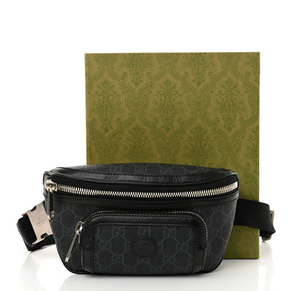 Gucci GG Supreme Monogram Textured Calfskin Retro Interlocking G Belt Bag Black 11 of 11