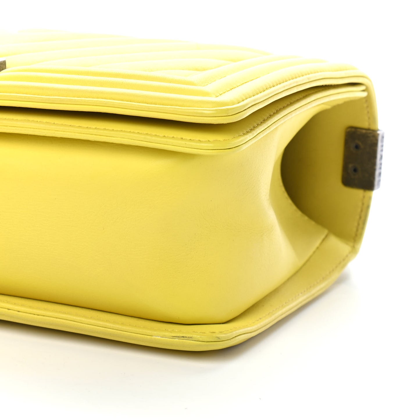 Calfskin Chevron Quilted Medium Boy Flap Yellow