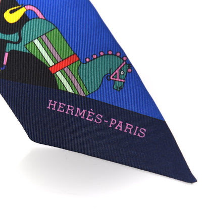 Hermes Silk Rocabar Twilly Bleu Royal Jaune Vert 5 of 5