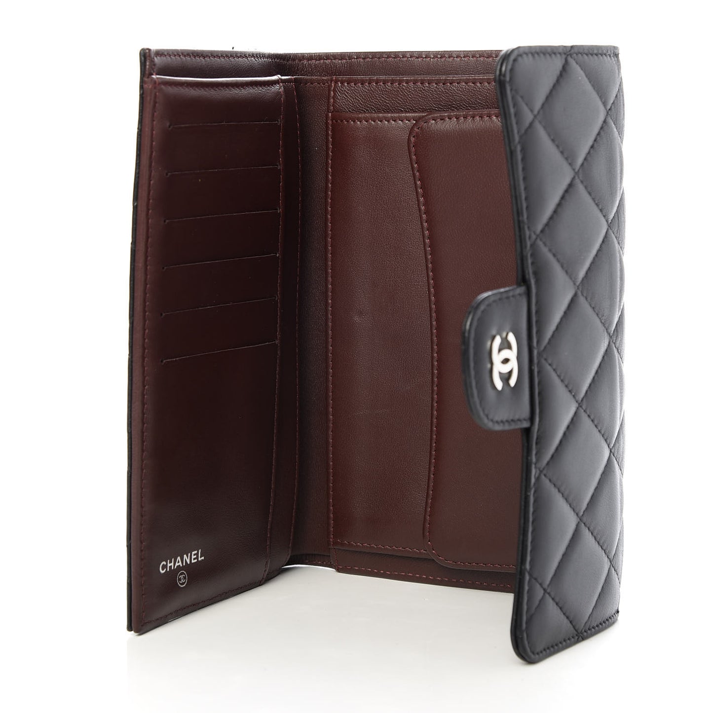 Lambskin Quilted Large Flap Wallet Black