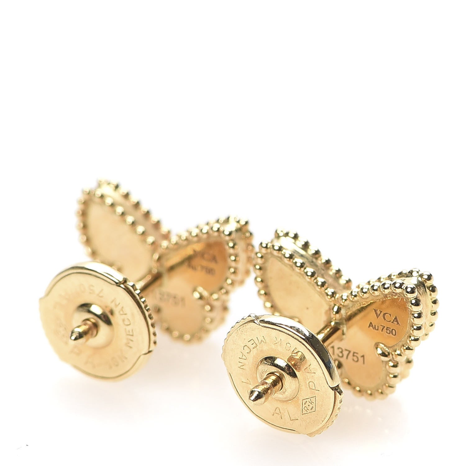 Van Cleef & Arpels 18K Yellow Gold Mother of Pearl Sweet Alhambra Butterfly Earrings 3 of 6