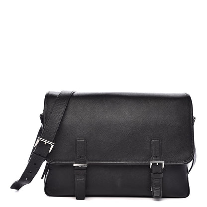 Prada Saffiano Travel Messenger Bag Black 1 of 17