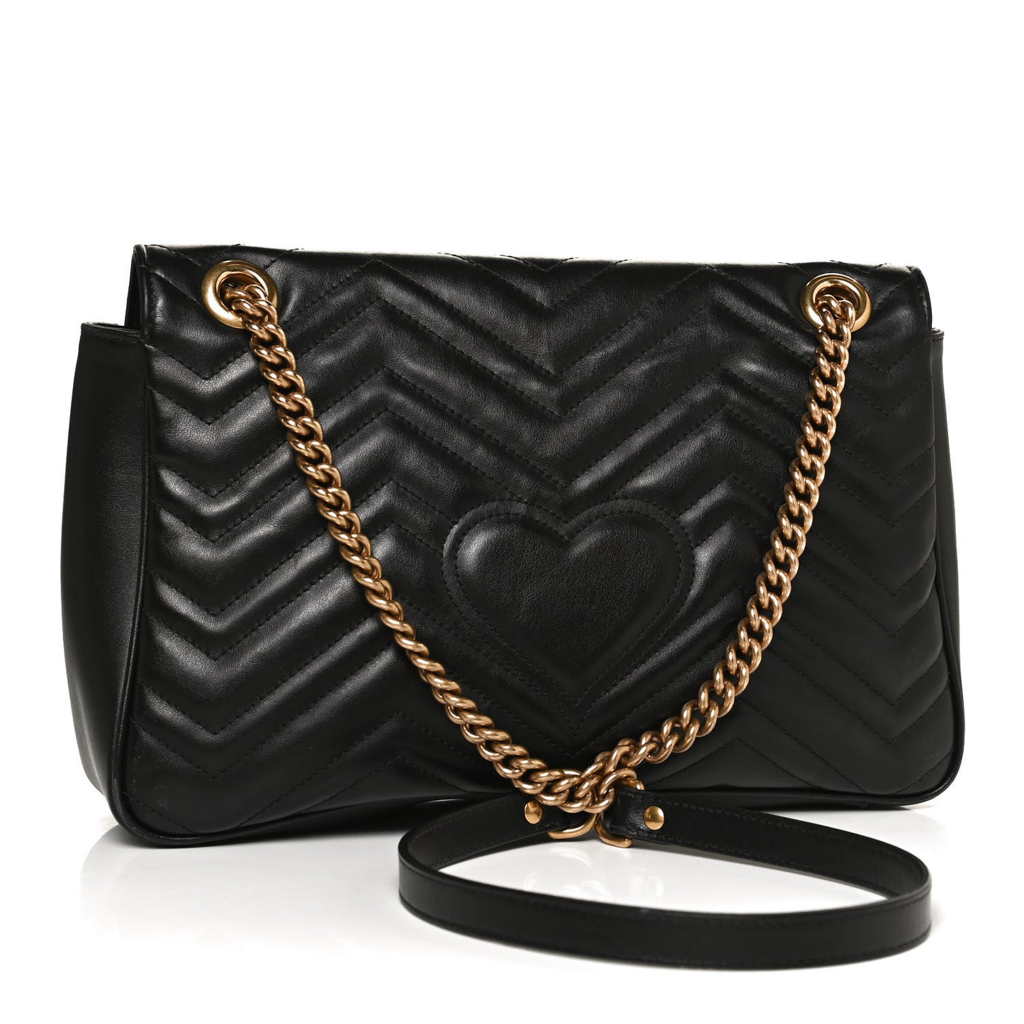Calfskin Matelasse Medium GG Marmont Shoulder Bag Black