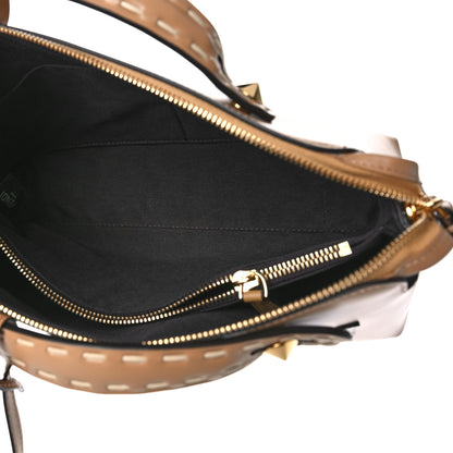 Fendi Vitello King Elaphe Python Print Logo Medium By The Way Boston Bag Miele Scuro Makeup 6 of 9