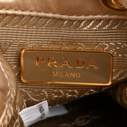 Prada Satin Crystal Metal Triangle Logo Mini Drawcord Pouch Shoulder Bag Platino 6 of 12