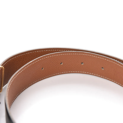 Hermes Box Courchevel 32mm H Belt 65 Black Gold 5 of 7