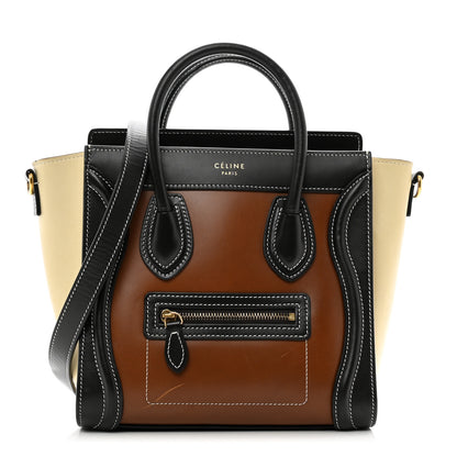 Celine Smooth Calfskin Suede Nano Tri-Color Luggage Chestnut 1 of 9