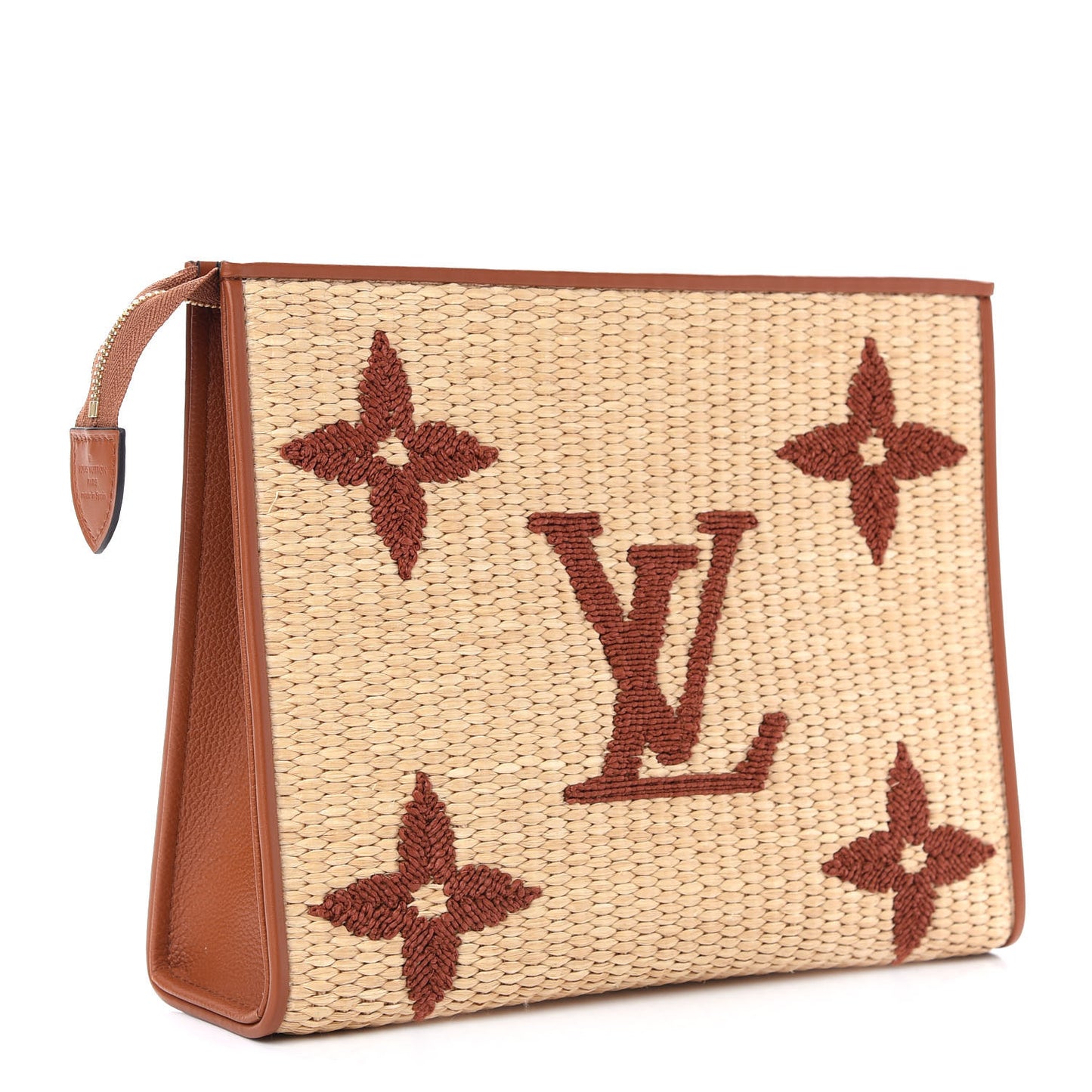 Raffia Monogram Giant Toiletry Pouch 26 Tan