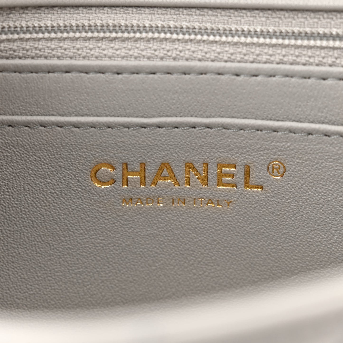Lambskin Quilted Mini Rectangular Flap Grey