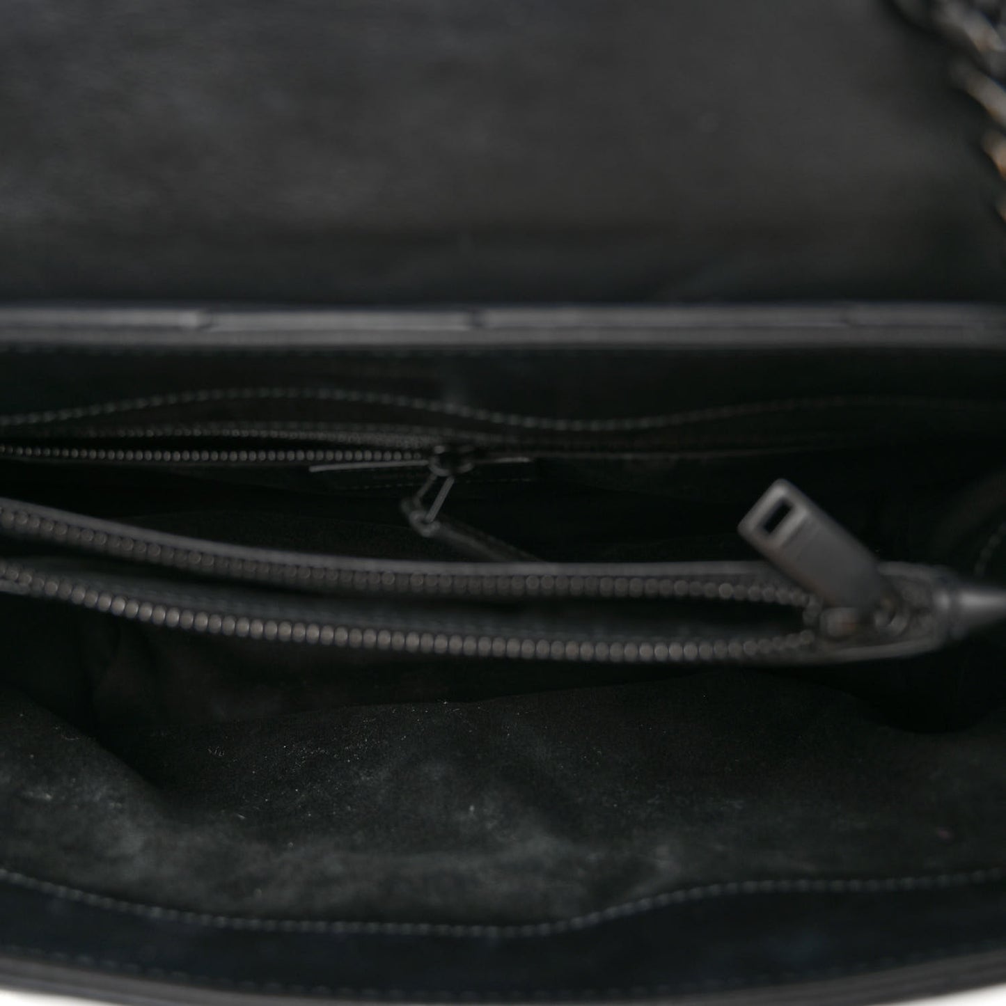 Calfskin Y Quilted Monogram Monochrome Medium Loulou Chain Satchel Black