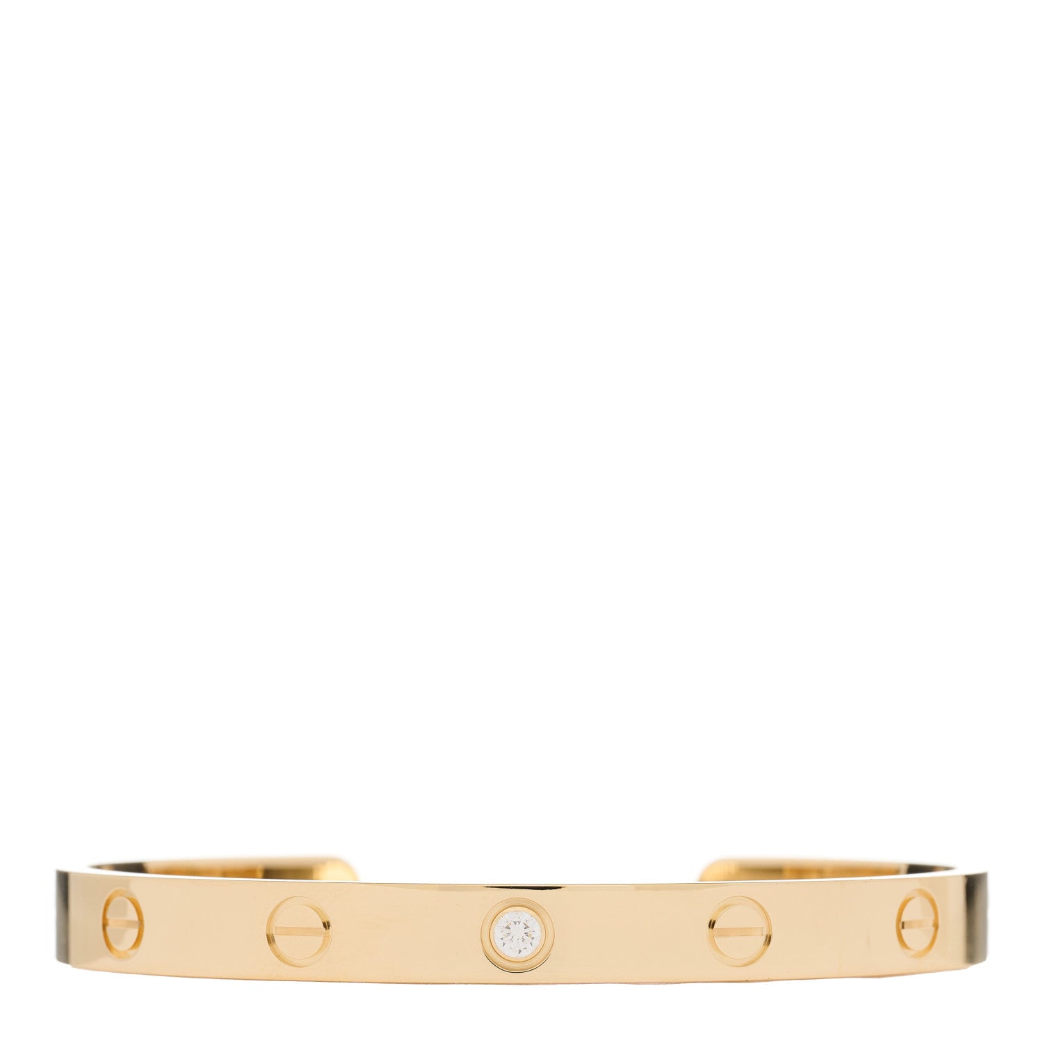 Cartier 18K Yellow Gold 1 Diamond LOVE Cuff Bracelet 17 1 of 3