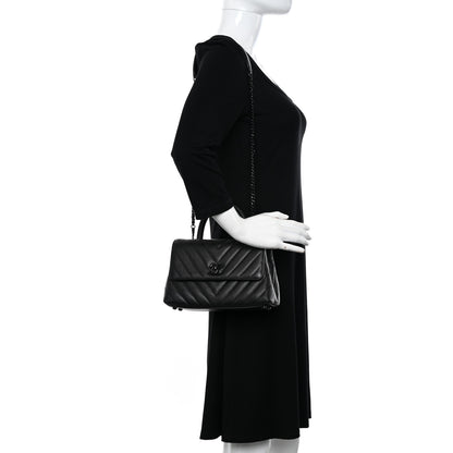 Chanel Caviar Chevron Quilted Mini Coco Handle Flap So Black 2 of 11