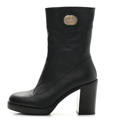 Gucci Austin Calfskin Interlocking G Ankle Boots 36 Black 1 of 7