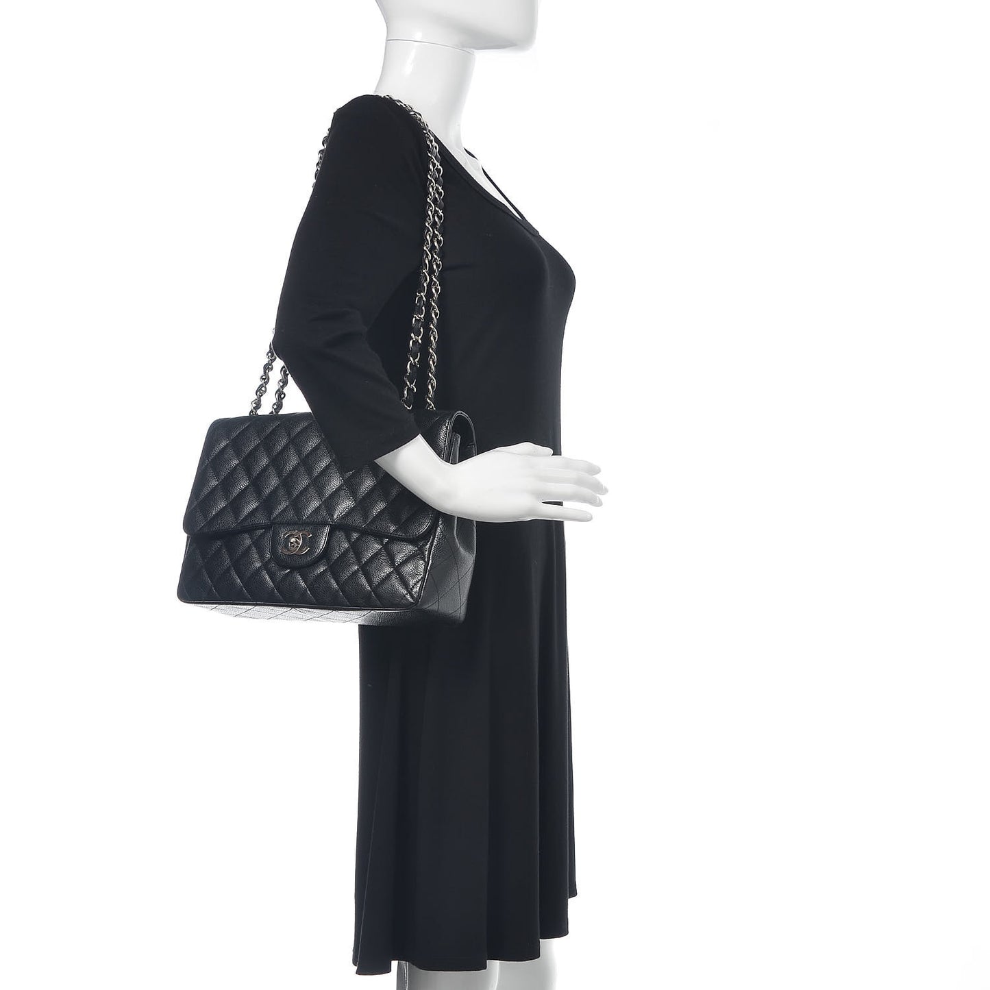 Caviar Quilted Jumbo Single Flap Black
