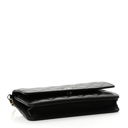 Chanel Lambskin Quilted Pearl Wallet On Chain WOC Black 4 of 11
