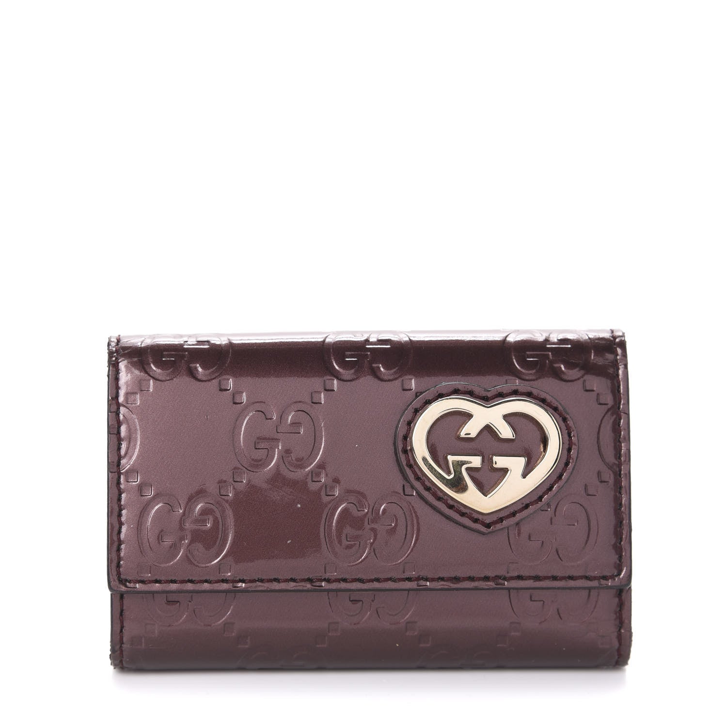 Gucci Shine Guccissima Lovely Heart 6 Key Holder Case Scarlatto 1 of 6
