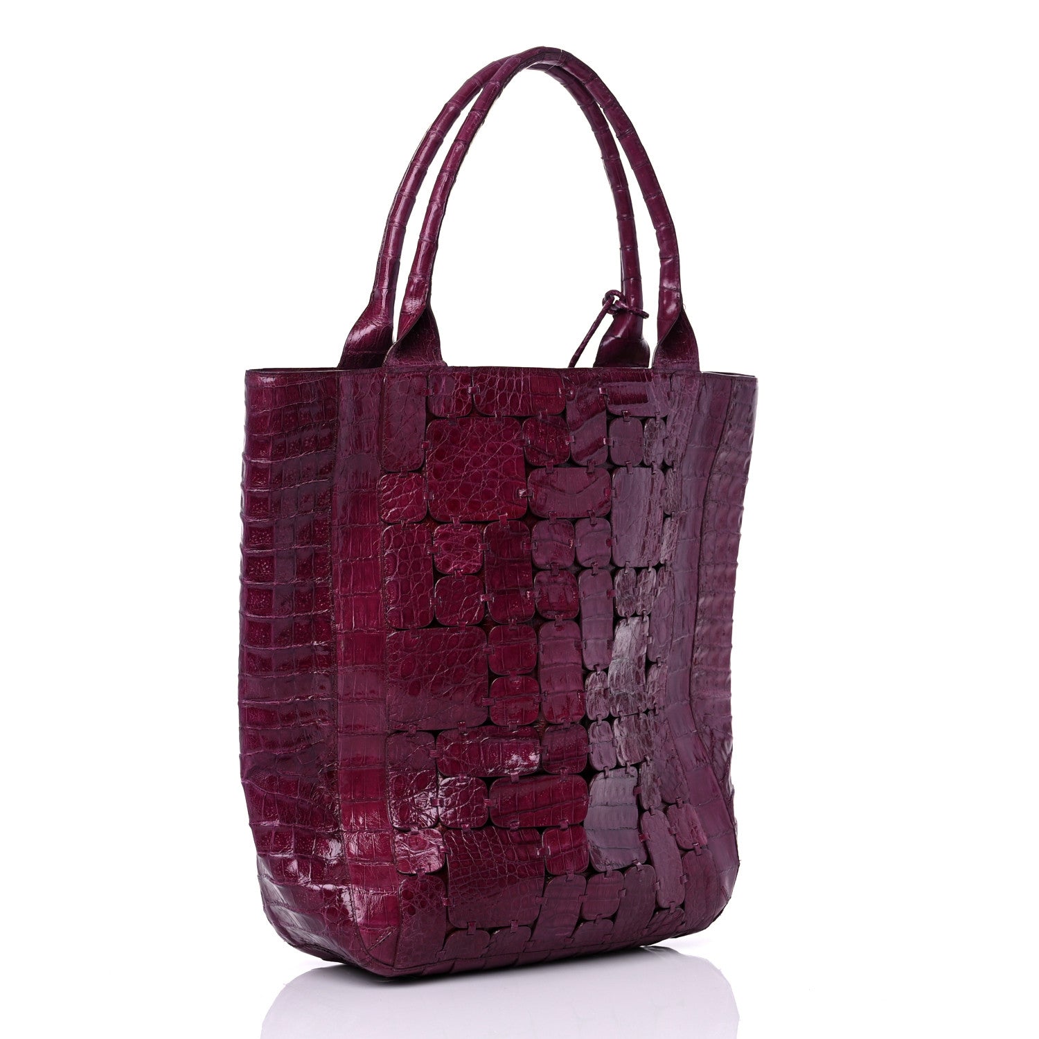 Nancy Gonzalez Crocodile Leaf Tote Puprle 2 of 15
