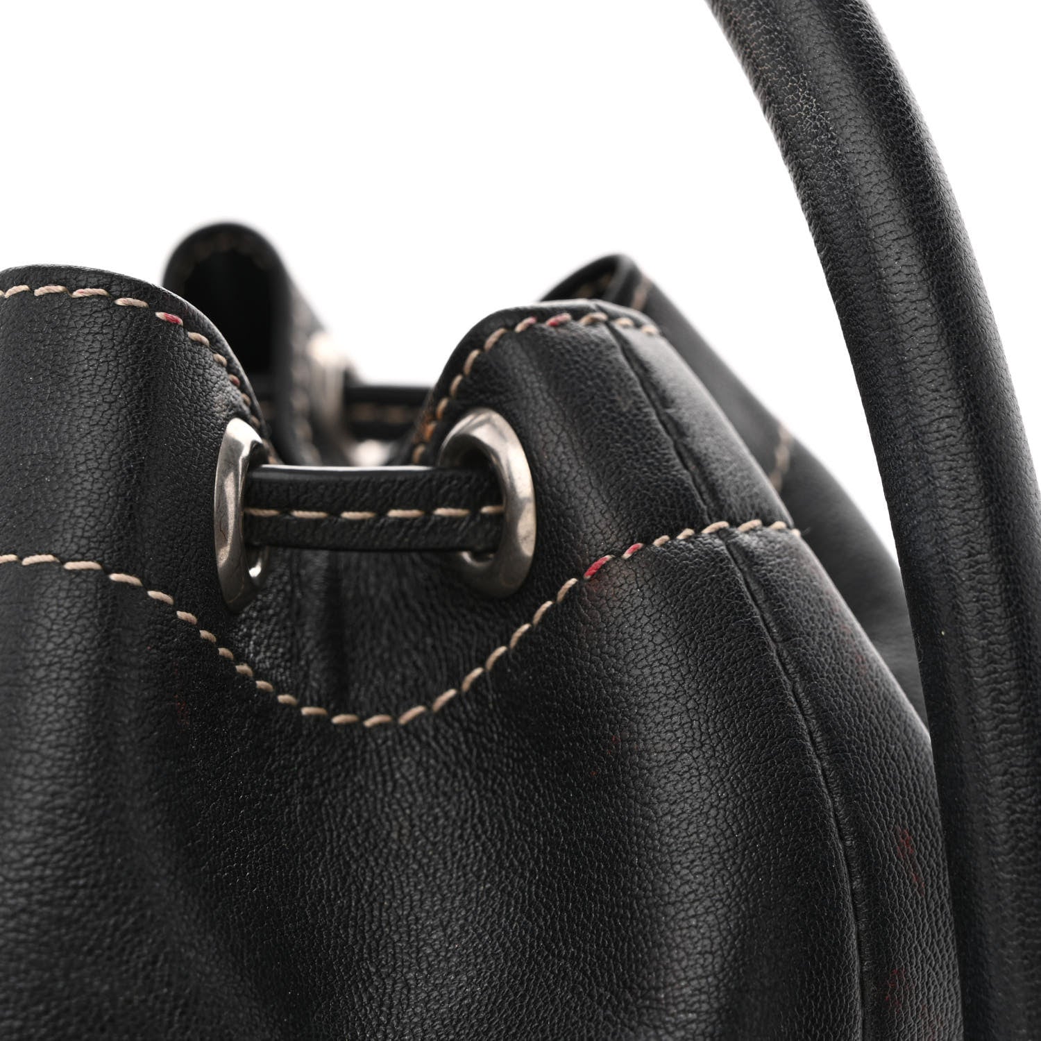 Saint Laurent Smooth Calfskin Studded Small Bahia Drawstring Bucket Bag Black Multicolor 15 of 16