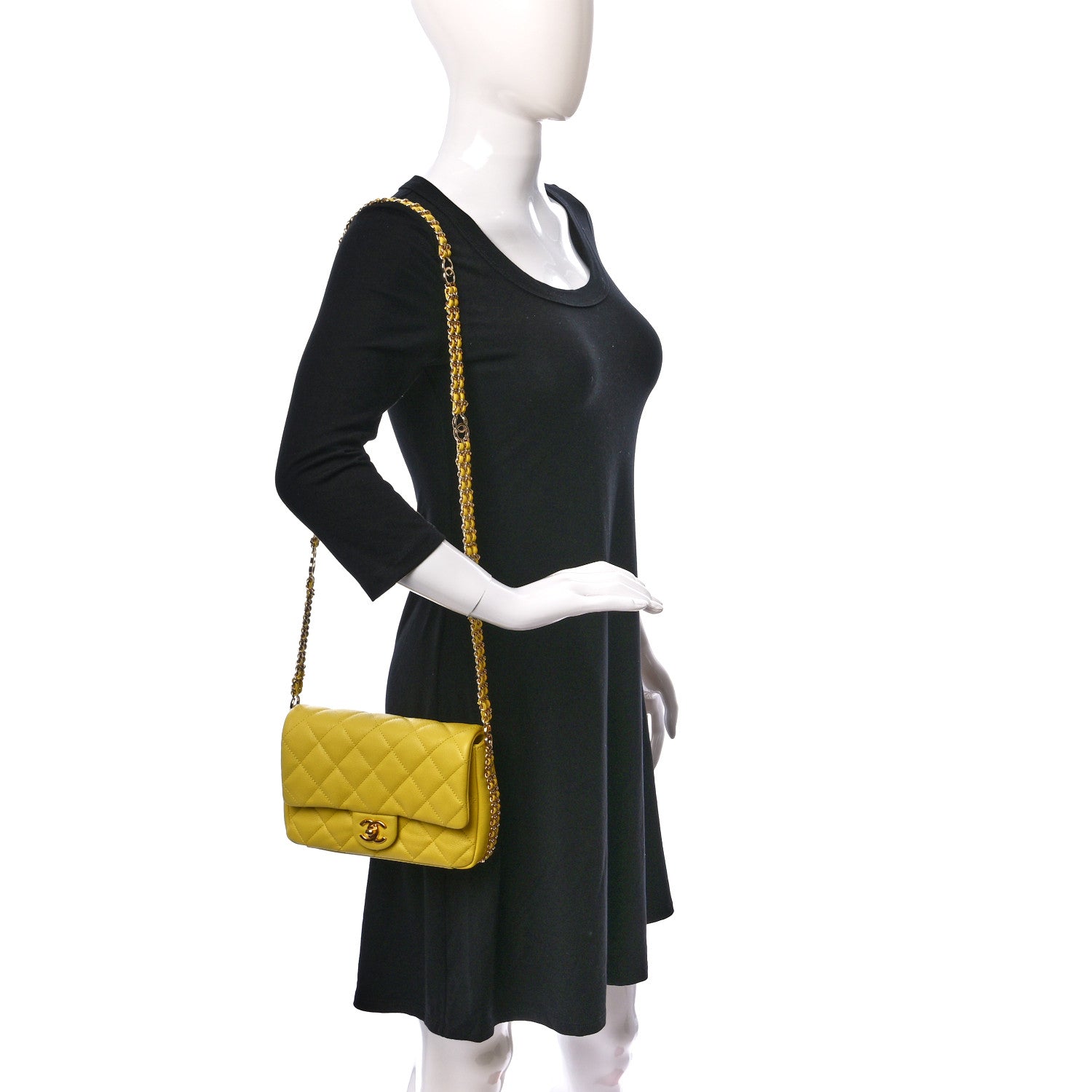 Chanel Caviar Quilted Mini CC You Flap Yellow 2 of 9
