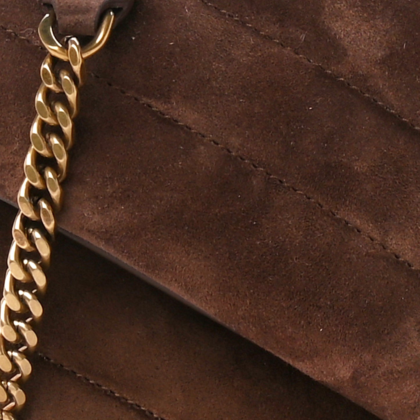 Suede Calfskin Y Quilted Monogram Small Loulou Chain Satchel Bark Brown