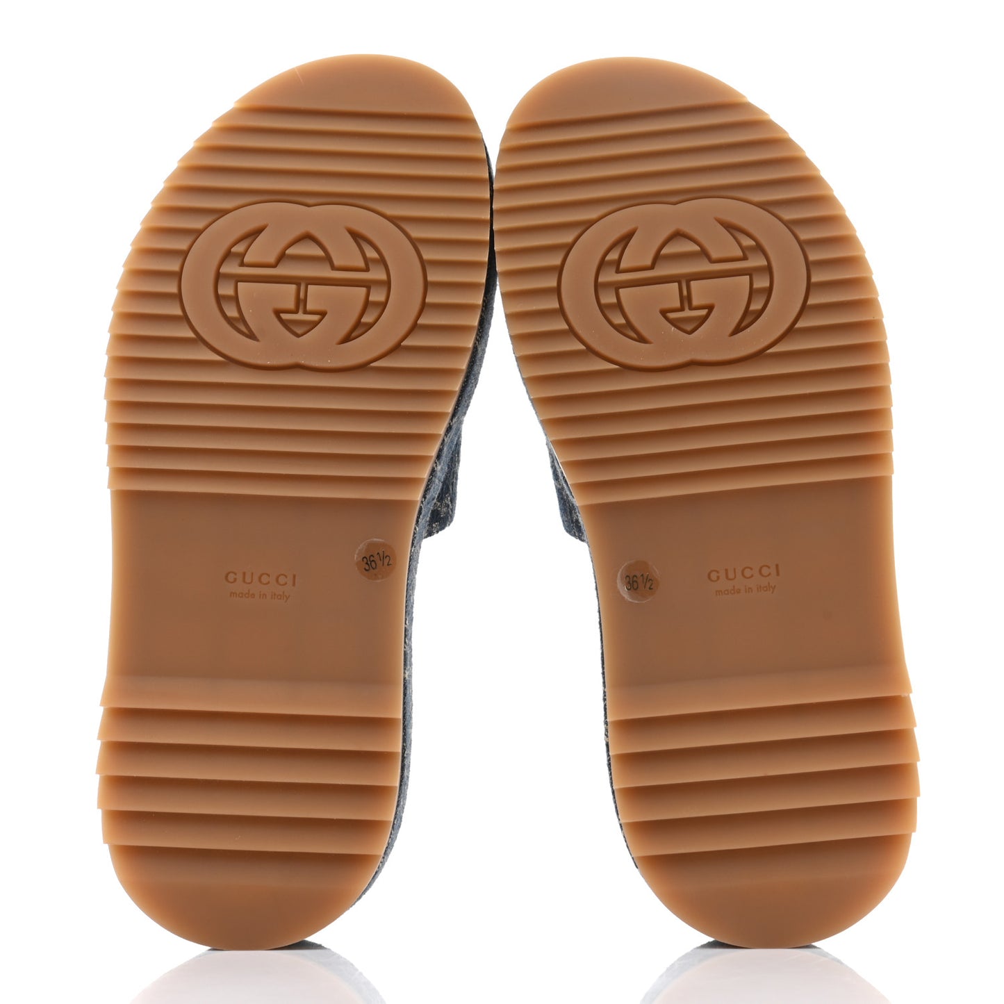 New Denim GG Monogram Angelina Platform 55mm Slide Sandals 36.5 Blue Tea