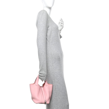 Hermes Taurillon Clemence Picotin Lock 18 PM Rose Sakura 2 of 12