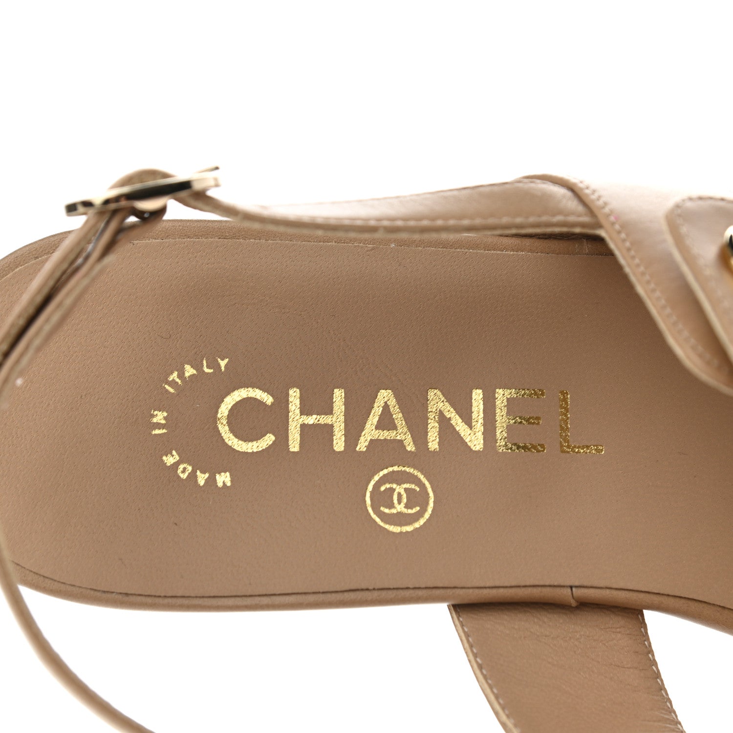 Chanel Lambskin CC Thong Sandals 38.5 Beige 7 of 8