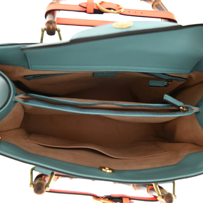 Gucci Wonka Grain Calfskin Medium Diana Tote Bag Dusty Azure Orange Fluo 5 of 8