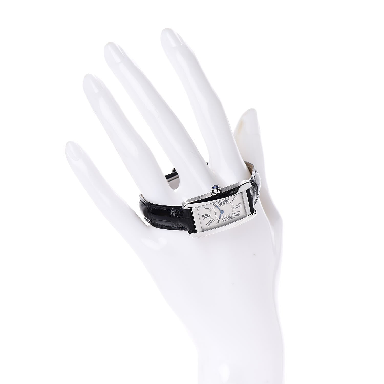Cartier Stainless Steel Alligator 19mm Tank Americaine Quartz Watch 2 of 8