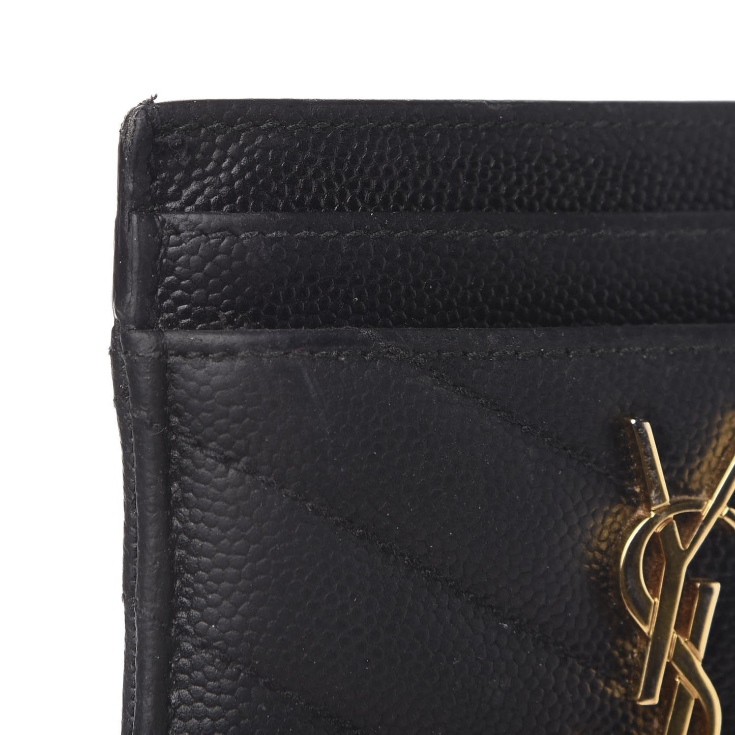Grain De Poudre Matelasse Chevron Monogram Credit Card Case Black