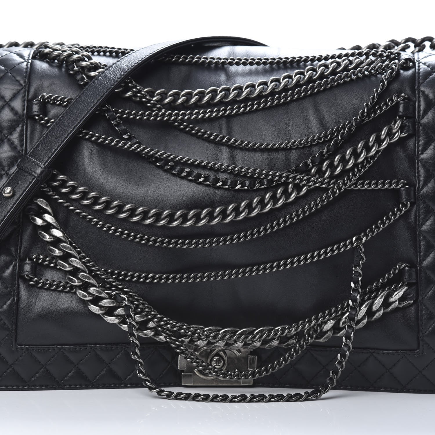 Chanel Calfskin Enchained XL Boy Flap Black 8 of 12