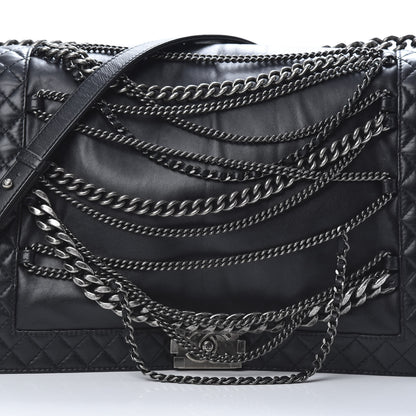 Chanel Calfskin Enchained XL Boy Flap Black 8 of 12