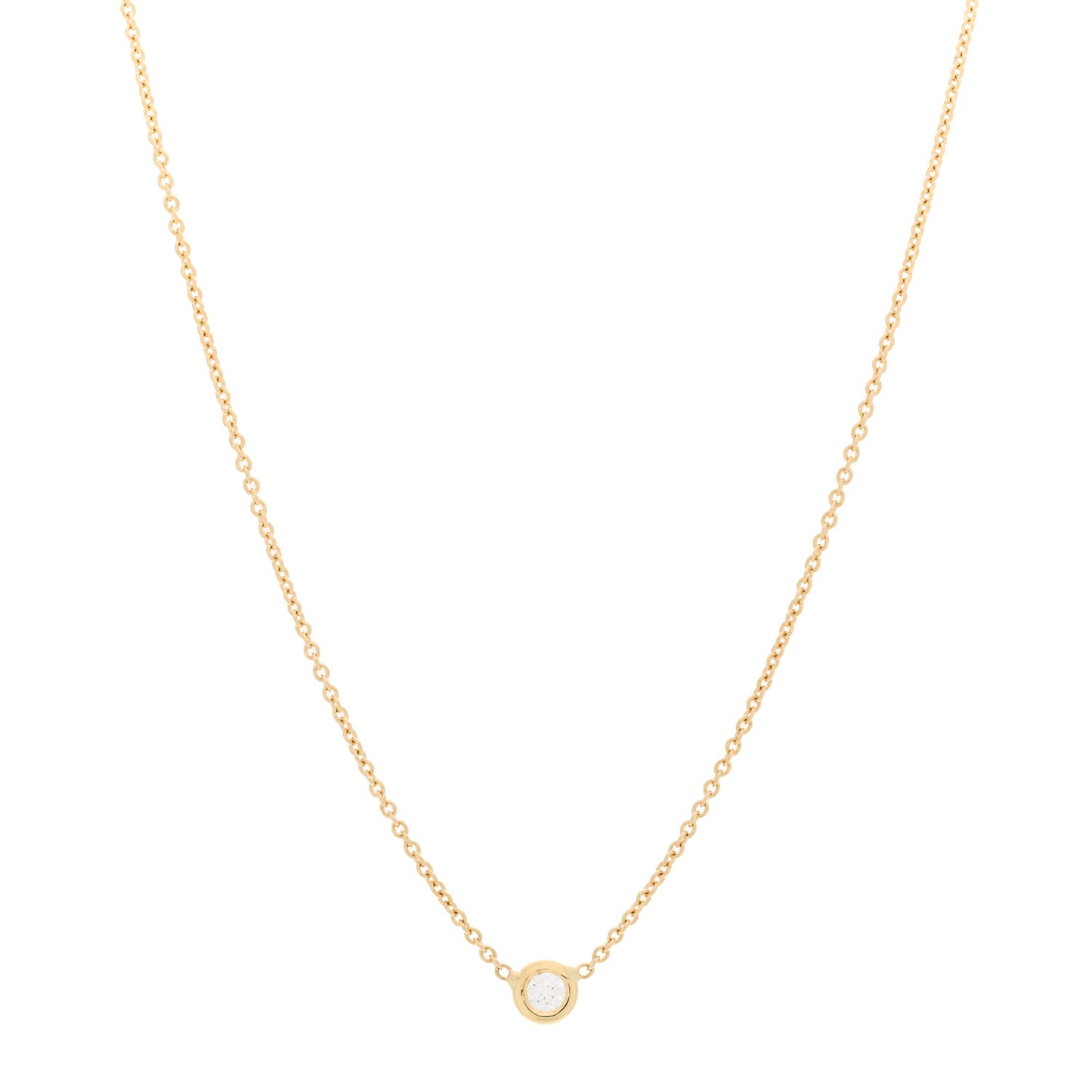 18K Yellow Gold Diamond .19ct Diamonds By The Inch Solitaire Necklace