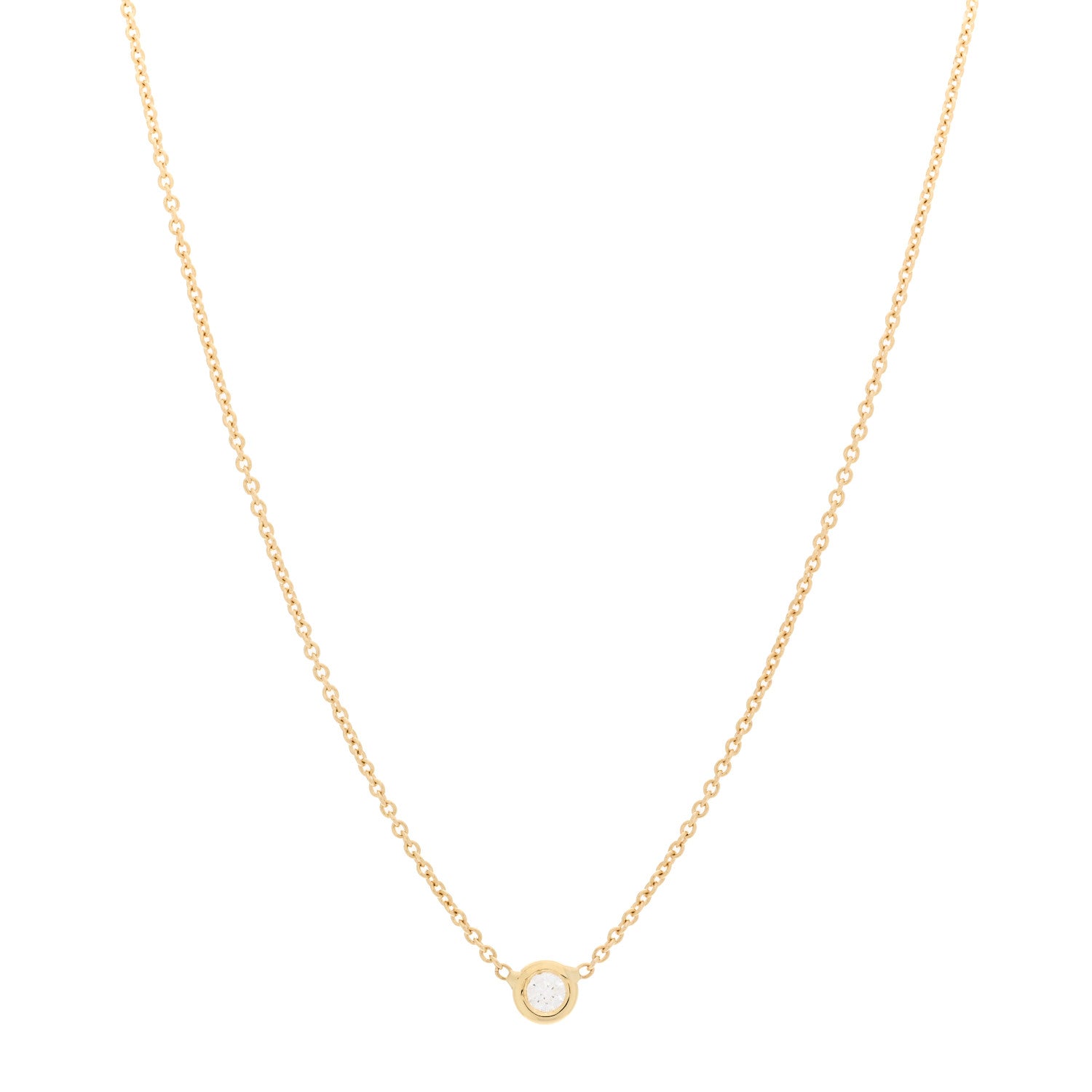 Roberto Coin 18K Yellow Gold Diamond .19ct Diamonds By The Inch Solitaire Necklace 1 of 4