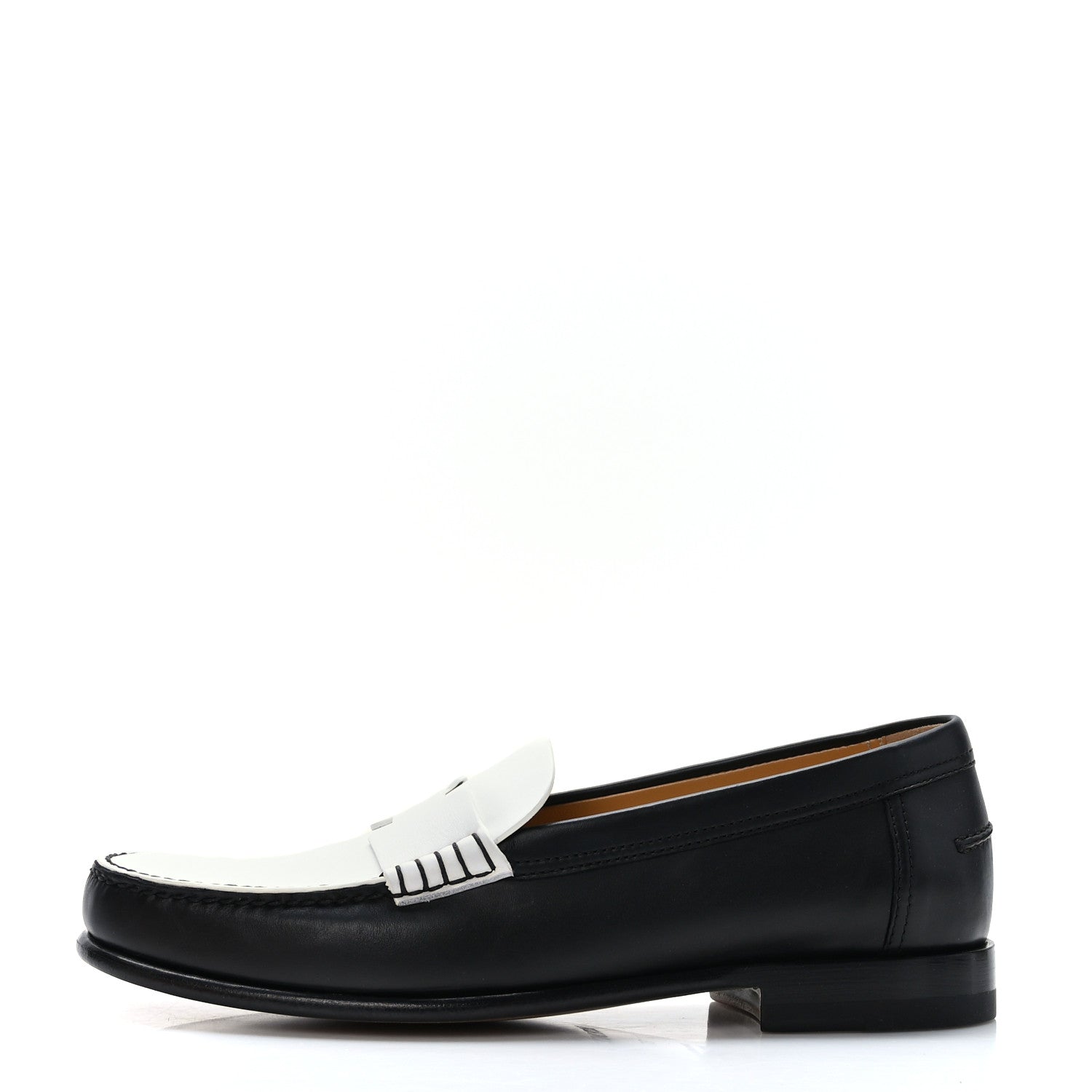 Hermes Calfskin Womens Kennedy Loafers 37 Black White 1 of 9