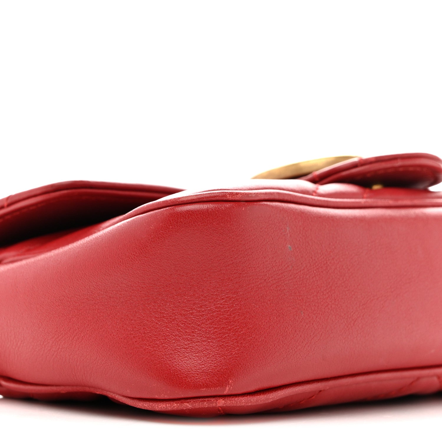 Gucci Calfskin Matelasse Super Mini GG Marmont Shoulder Bag Hibiscus Red 9 of 16
