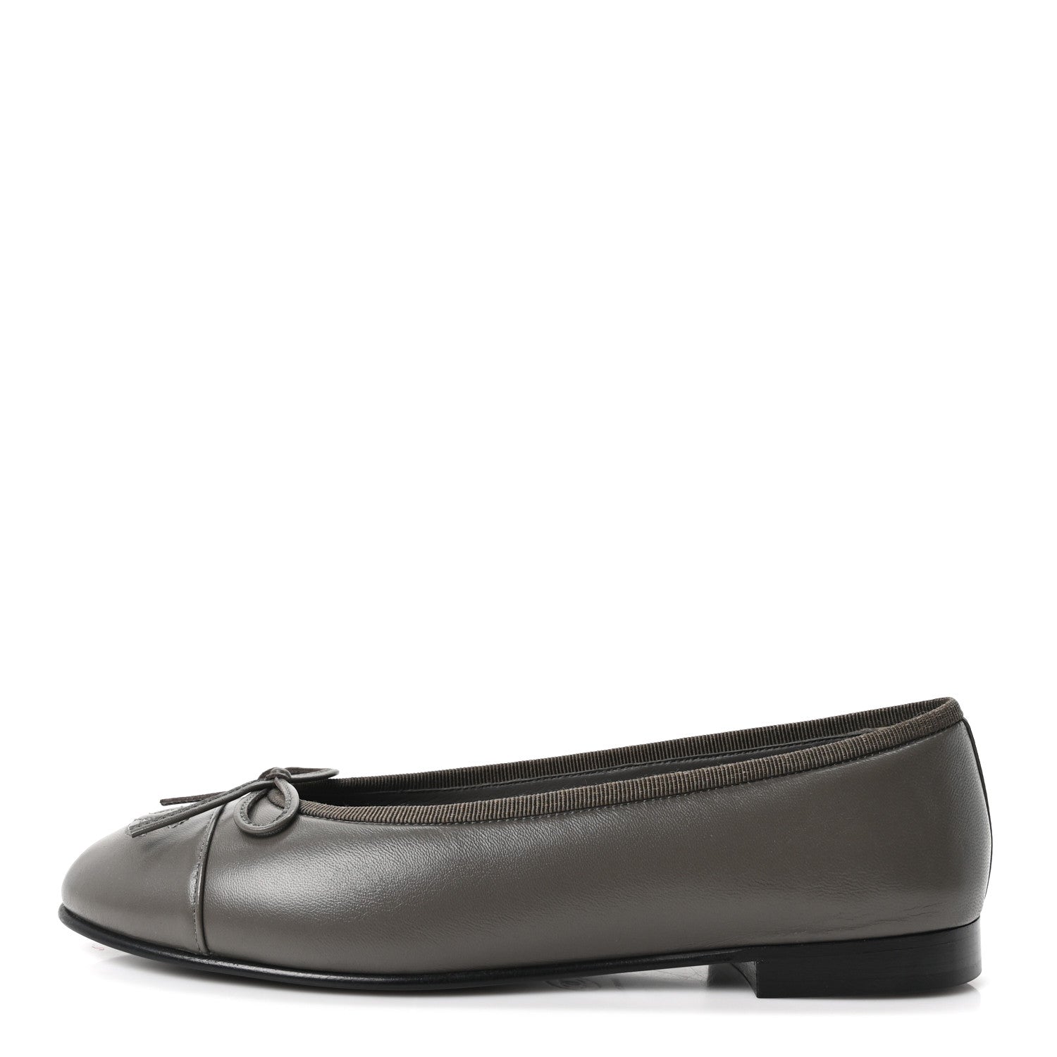 Chanel Lambskin Cap Toe CC Ballerina Flats 37 Dark Grey 1 of 10