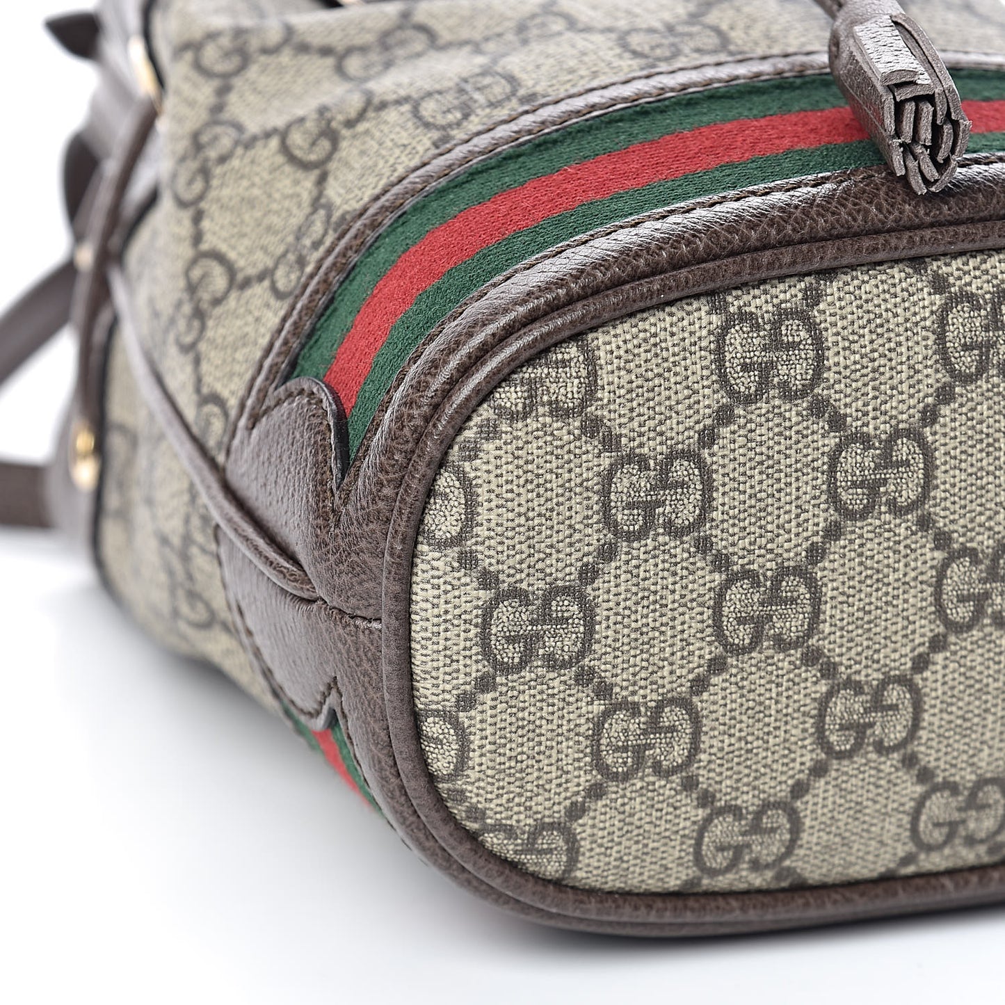 GG Supreme Monogram Web Mini Ophidia Bucket Bag Brown