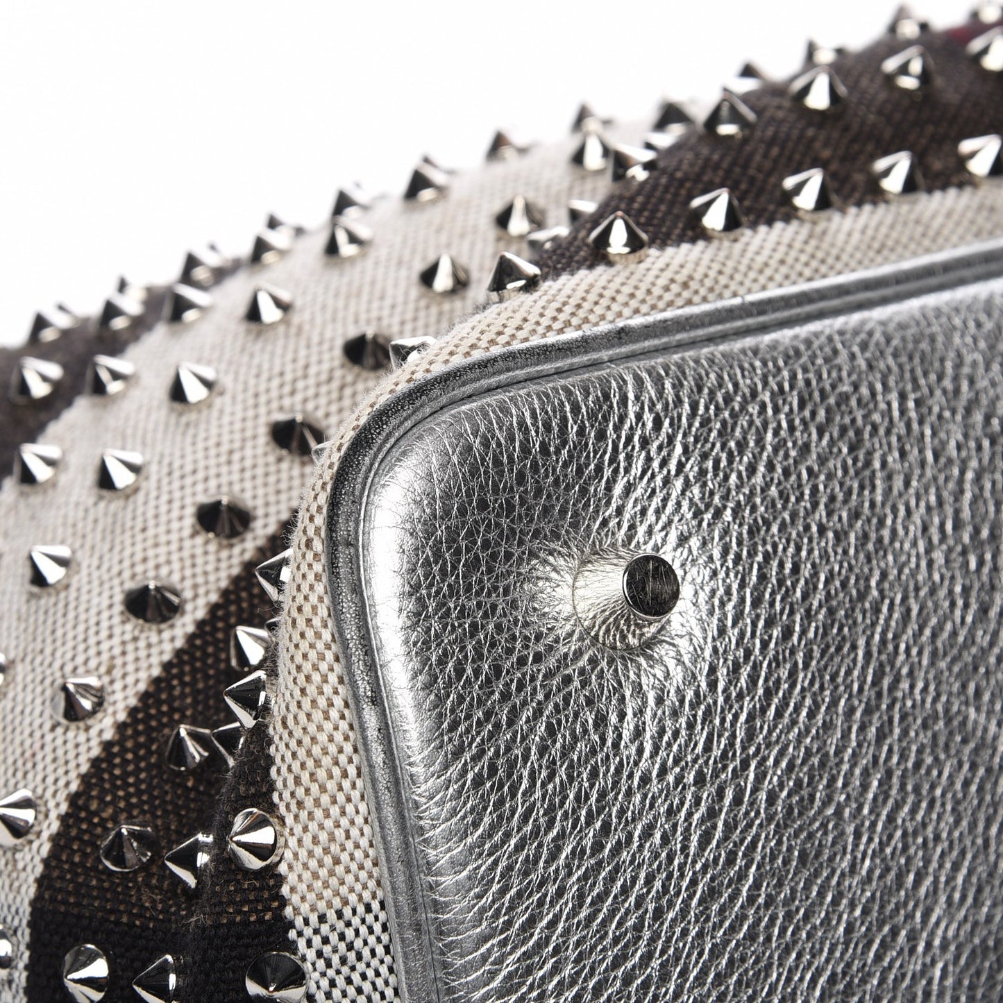 Canvas Mega Check Studded Medium Susanna Hobo Silver