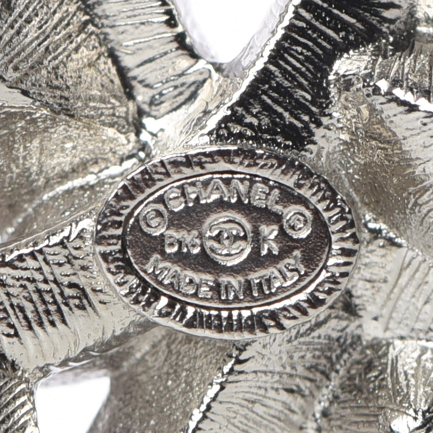 Baguette Crystal CC Brooch Silver Black