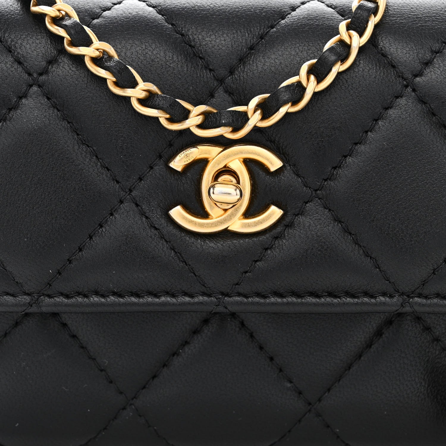 Chanel Lambskin Quilted Pearl Crush Clutch With Chain Black 9 of 12