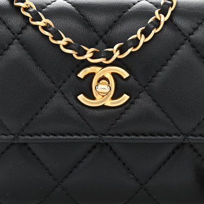 Chanel Lambskin Quilted Pearl Crush Clutch With Chain Black 9 of 12