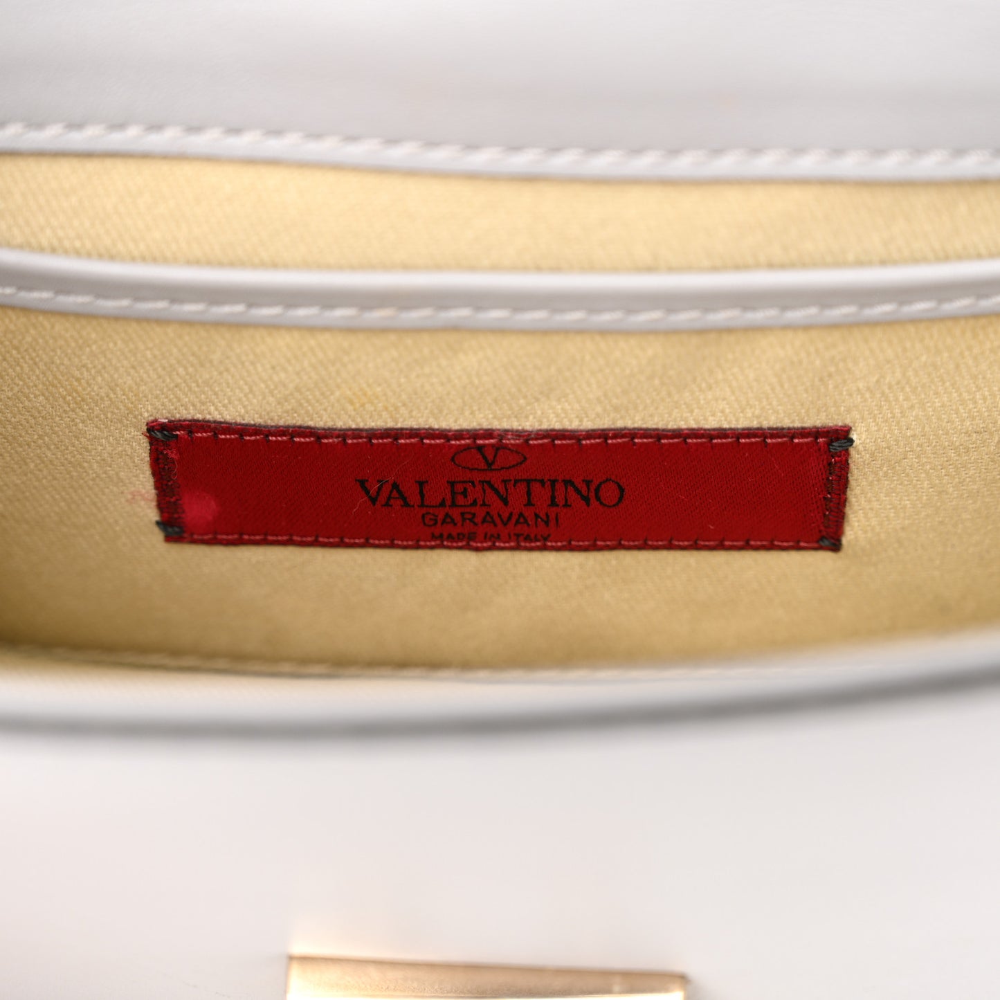 Vitello Mini Glam Lock Rockstud Flap Pastel Grey