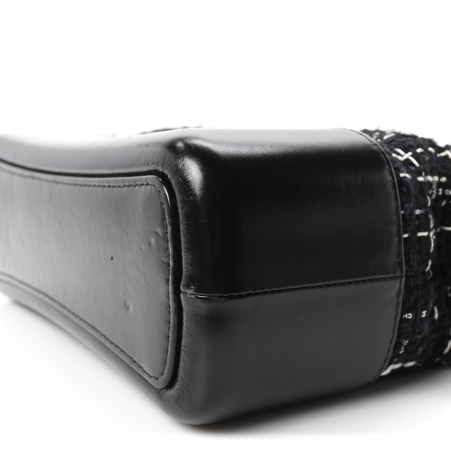 Tweed Calfskin Quilted Medium Gabrielle Hobo Black White