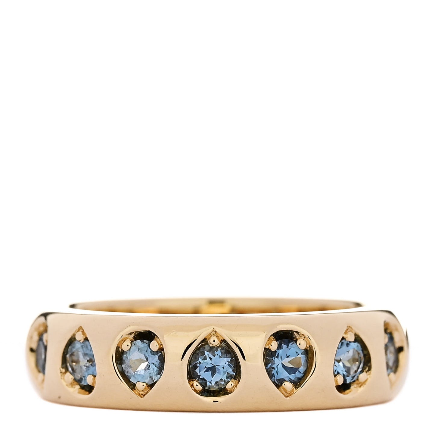18K Yellow Gold Aquamarine Gemstone Band Ring 54 7