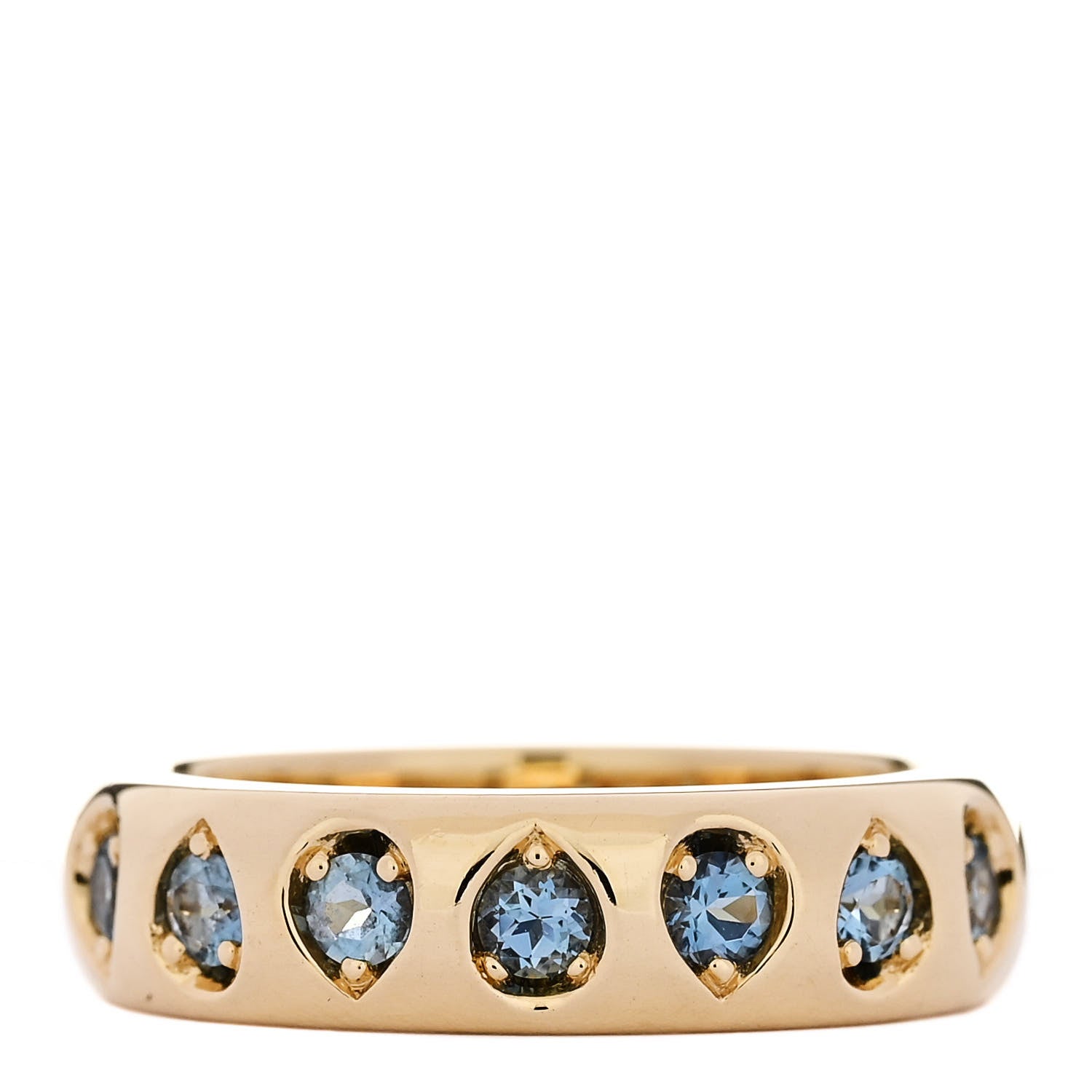 Foundrae 18K Yellow Gold Aquamarine Gemstone Band Ring 54 7 3 of 4